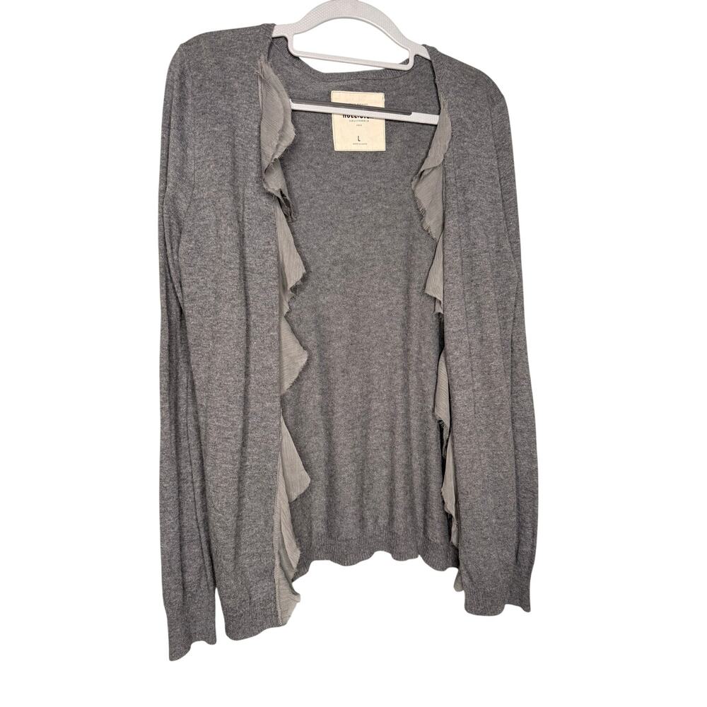 Hollister grey knit open‎ front waterfall ruffle cardigan sweater y2k